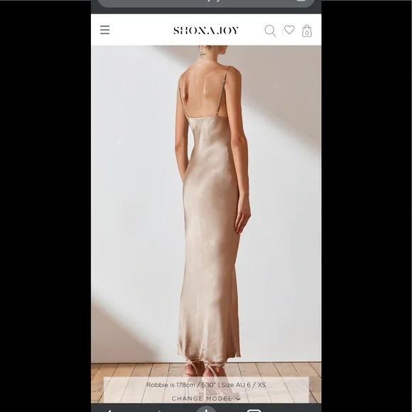 Shona Joy LA LUNE BIAS SLIP DRESS in Gold, NWT - Picture 2 of 4